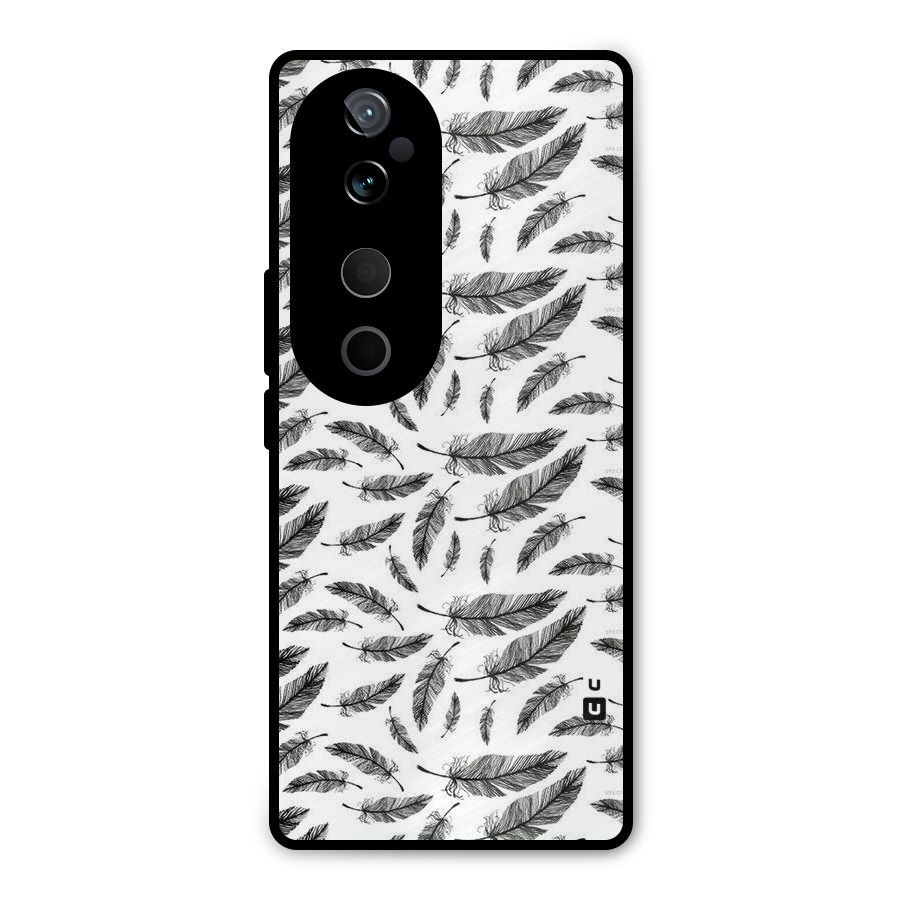 Black Feather Metal Back Case for Vivo T3 Ultra
