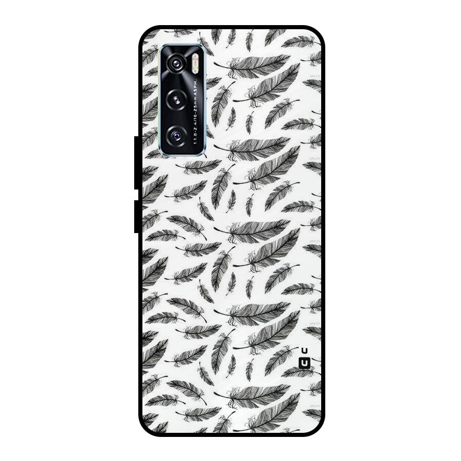 Black Feather Metal Back Case for Vivo V20 SE