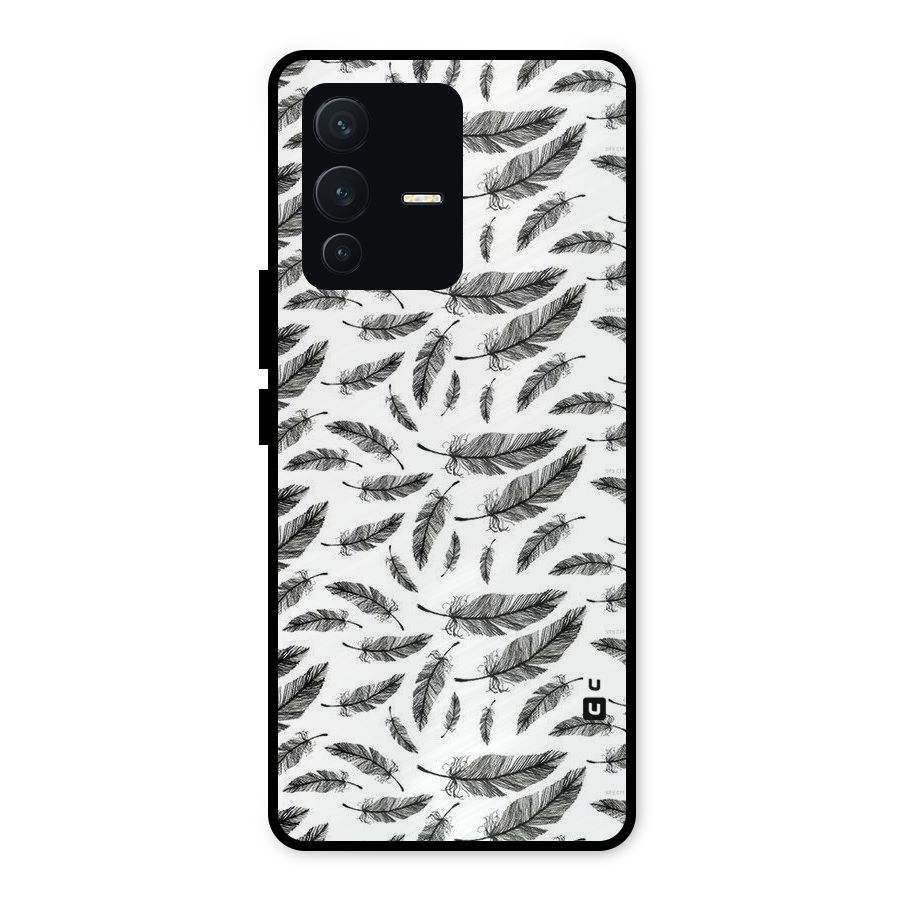 Black Feather Metal Back Case for Vivo V23 5G