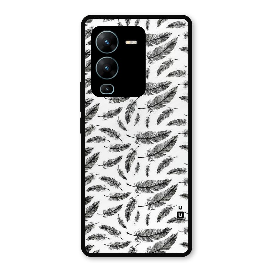 Black Feather Metal Back Case for Vivo V25 Pro