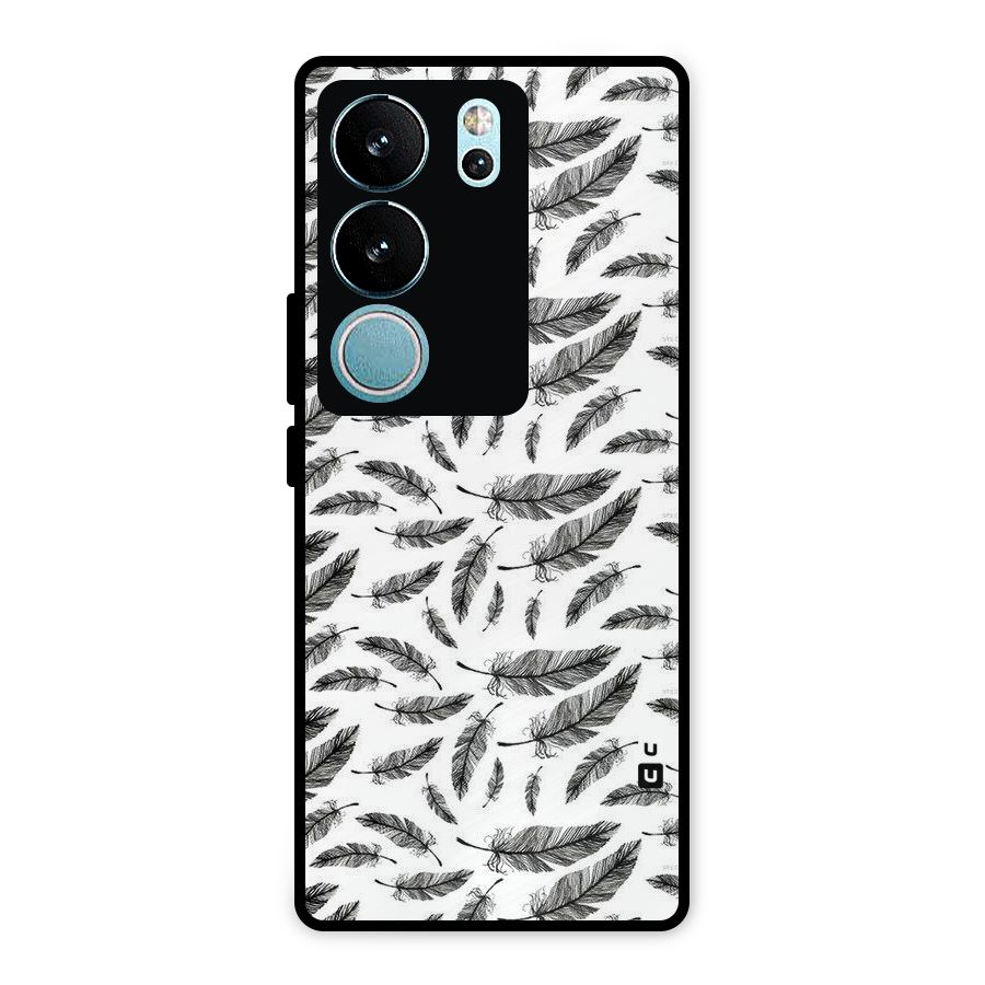 Black Feather Metal Back Case for Vivo V29