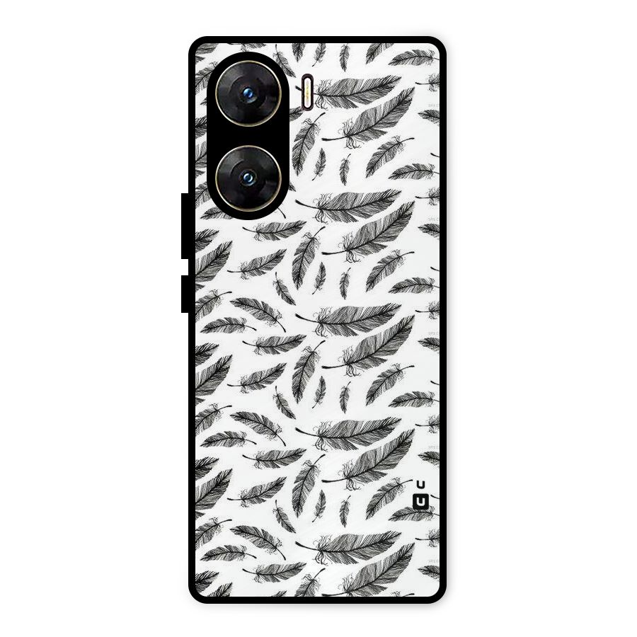 Black Feather Metal Back Case for Vivo V29e