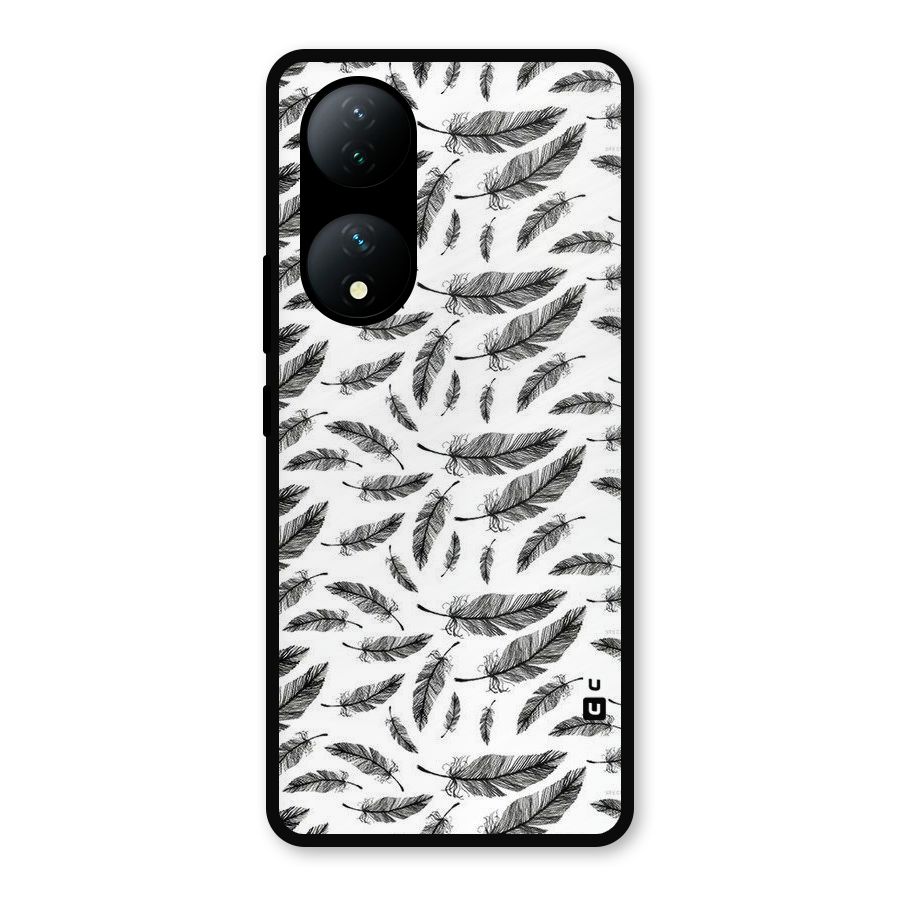 Black Feather Metal Back Case for Vivo Y100a