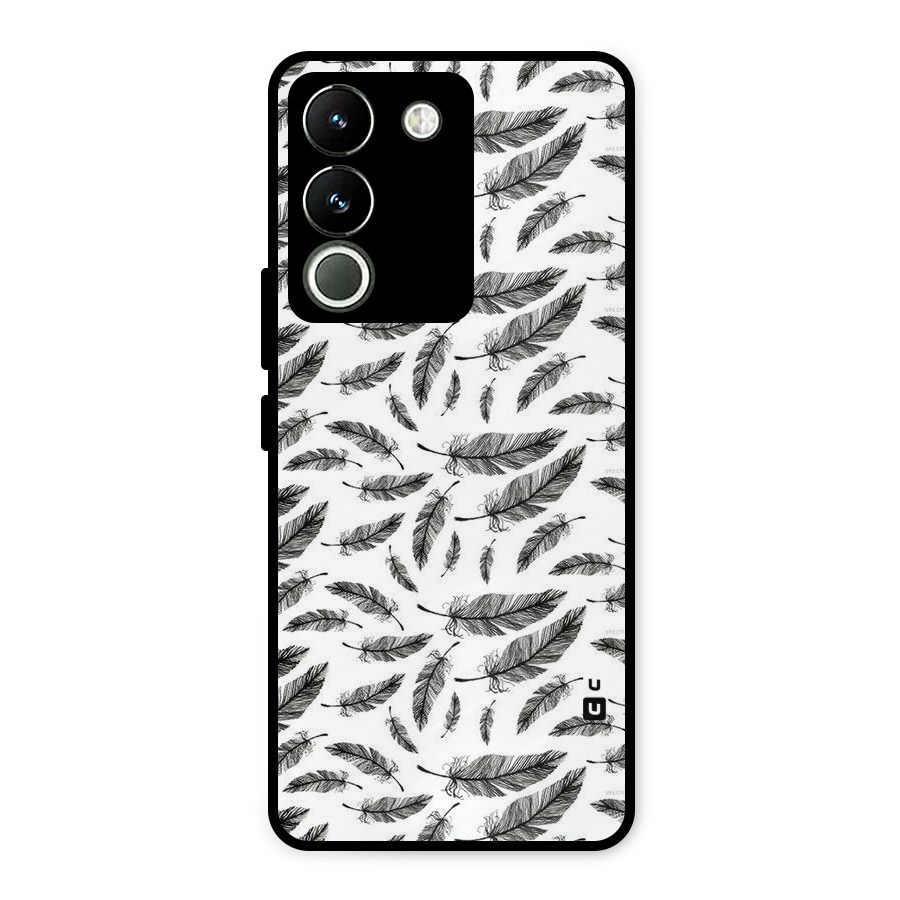 Black Feather Metal Back Case for Vivo Y200