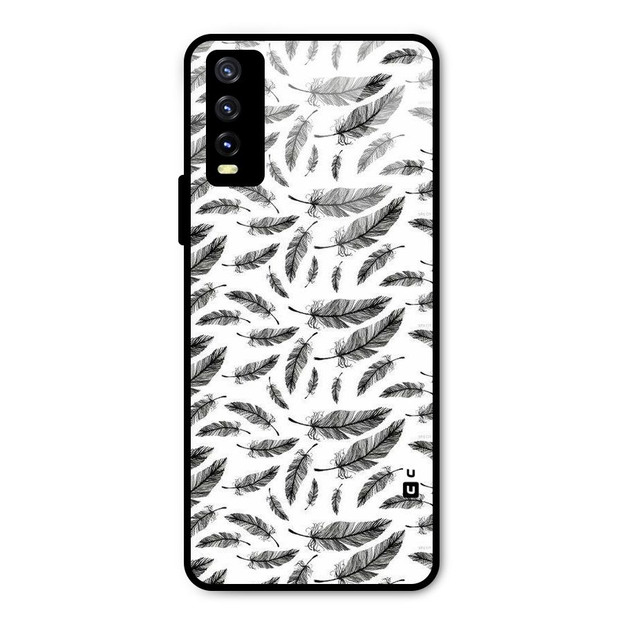 Black Feather Metal Back Case for Vivo Y20g
