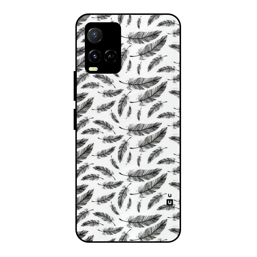 Black Feather Metal Back Case for Vivo Y21A