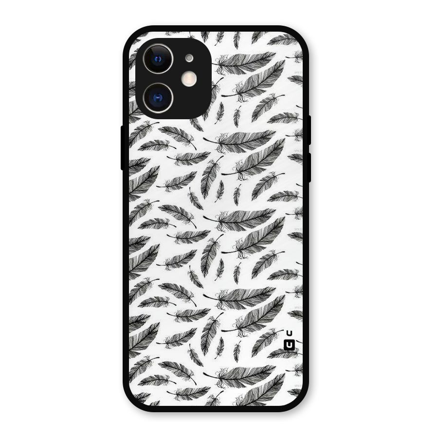 Black Feather Metal Back Case for iPhone 12