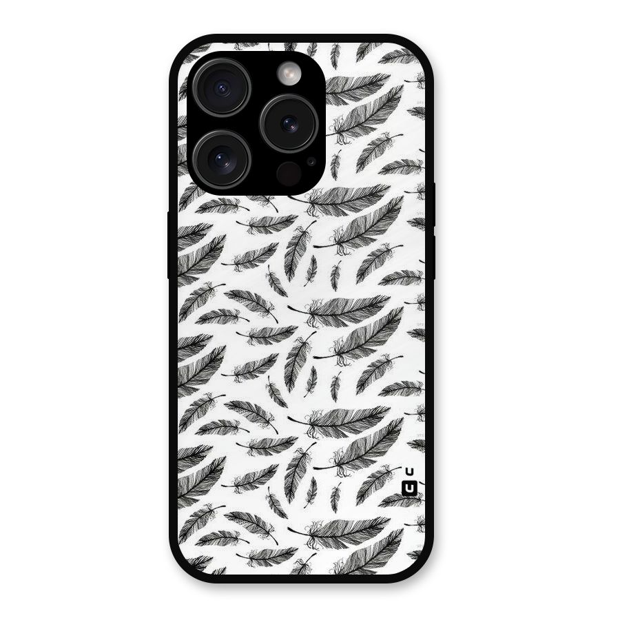 Black Feather Metal Back Case for iPhone 15 Pro