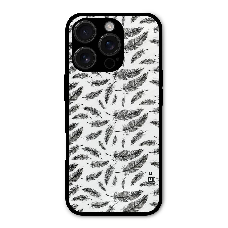 Black Feather Metal Back Case for iPhone 16 Pro