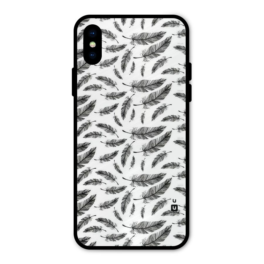Black Feather Metal Back Case for iPhone X