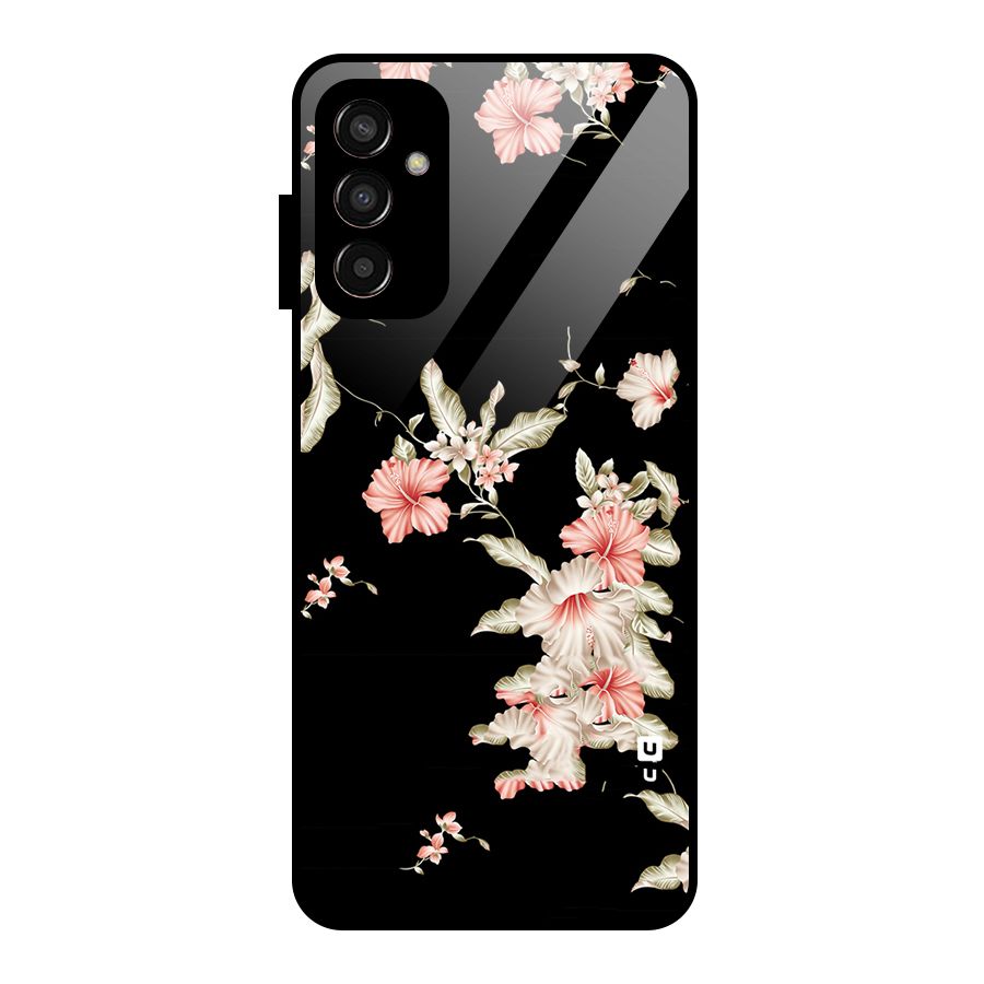 Black Floral Glass Back Case for Galaxy F13