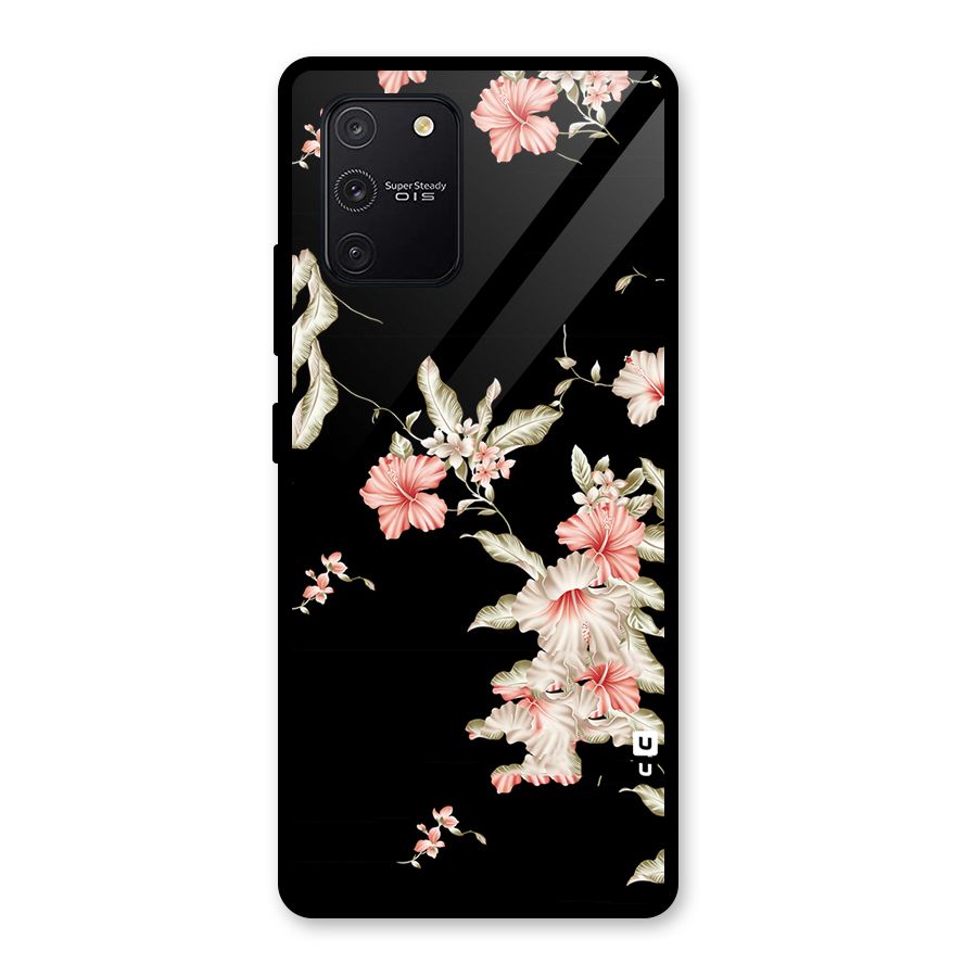 Black Floral Glass Back Case for Galaxy S10 Lite
