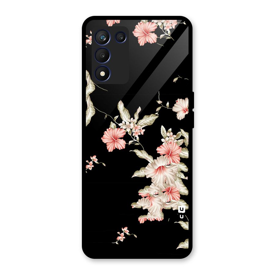 Black Floral Glass Back Case for Realme 9 5G Speed