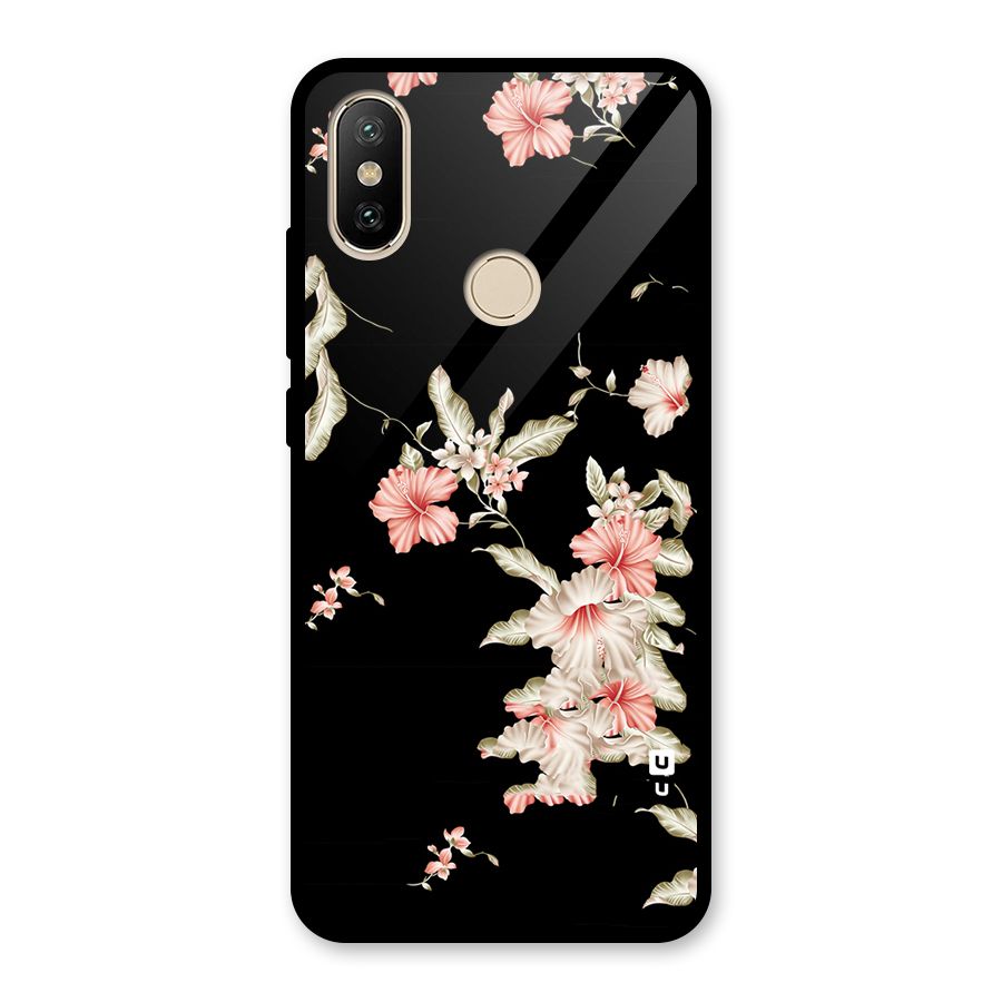 Black Floral Glass Back Case for Redmi A2
