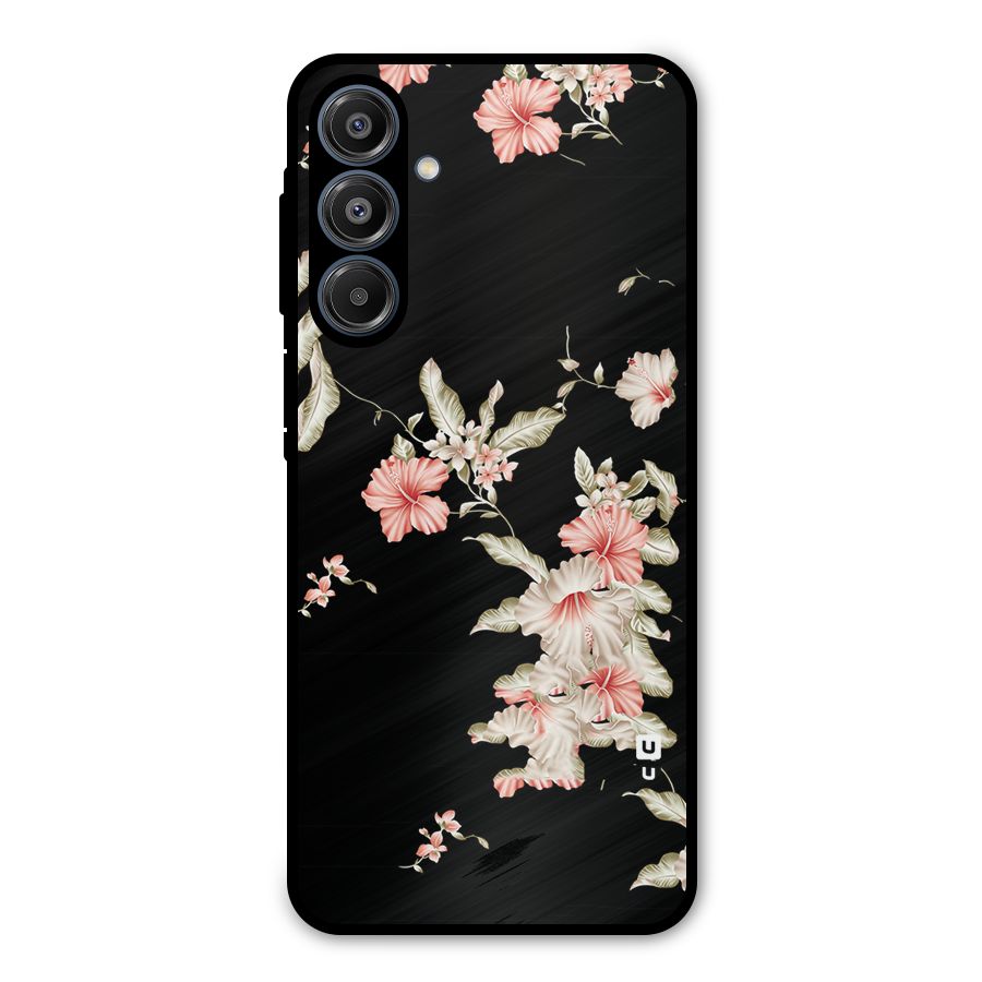 Black Floral Metal Back Case for Galaxy A16 5G