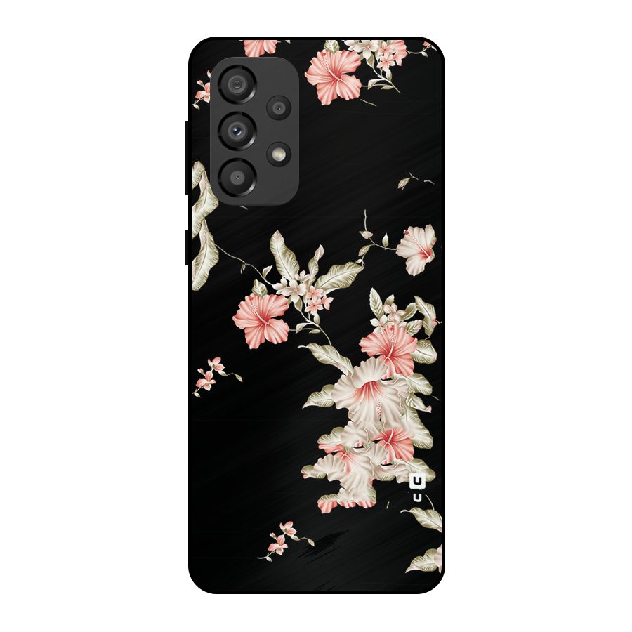Black Floral Metal Back Case for Galaxy A33 5G
