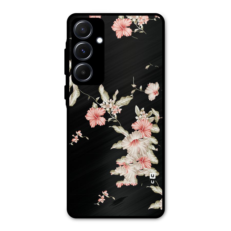 Black Floral Metal Back Case for Galaxy A55
