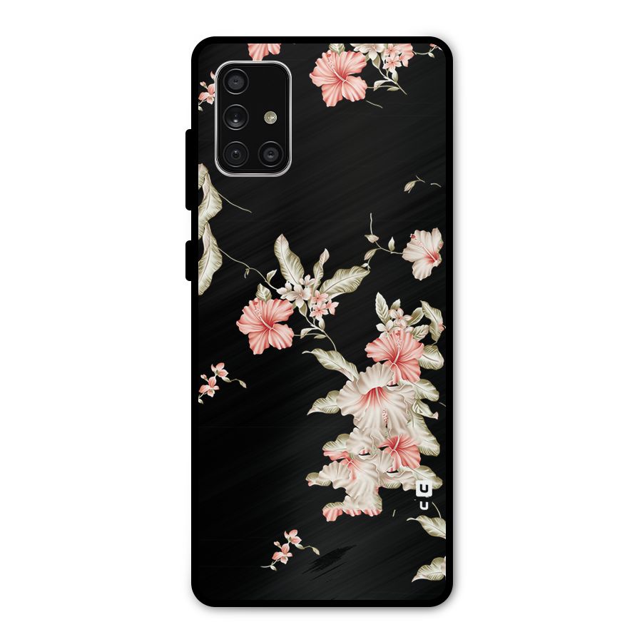 Black Floral Metal Back Case for Galaxy A71