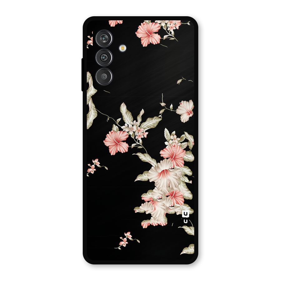Black Floral Metal Back Case for Galaxy F13