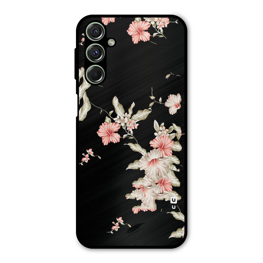 Black Floral Metal Back Case for Galaxy F34