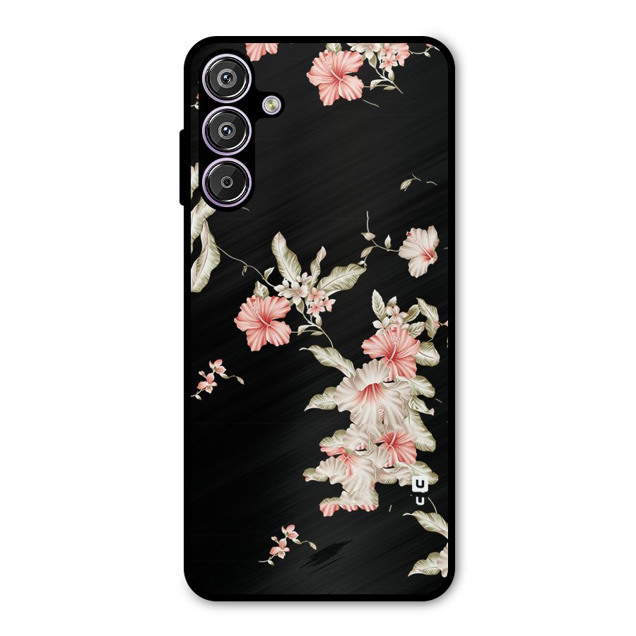 Black Floral Metal Back Case for Galaxy M15
