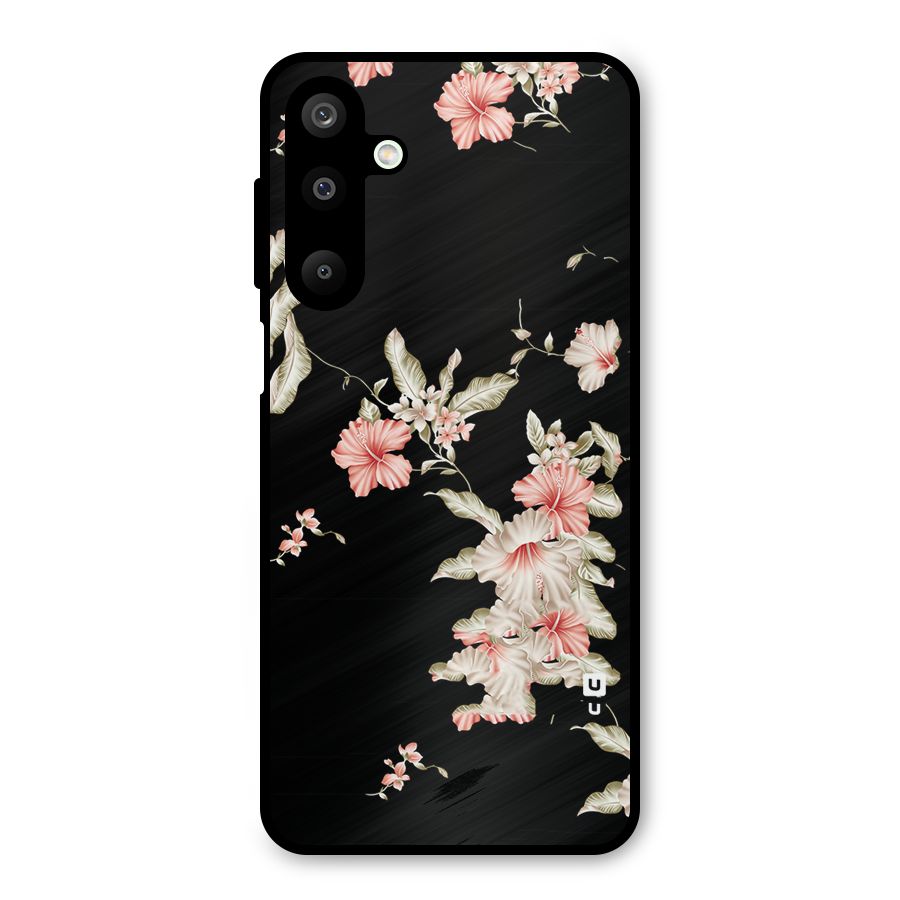Black Floral Metal Back Case for Galaxy M16