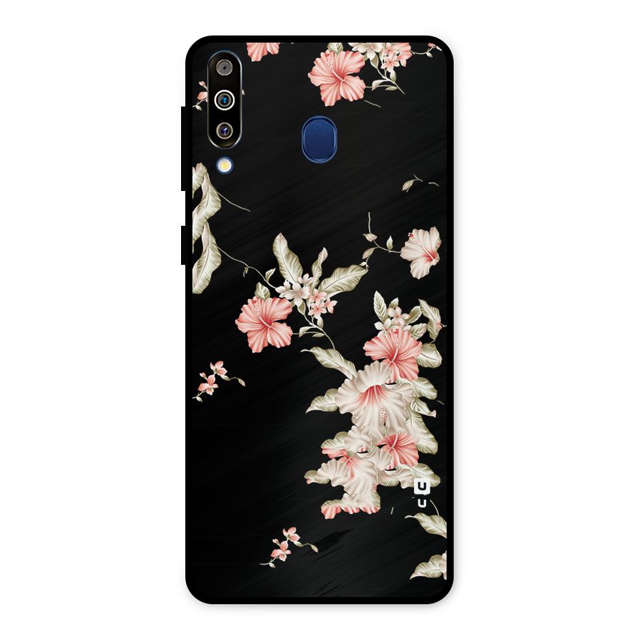 Black Floral Metal Back Case for Galaxy M30