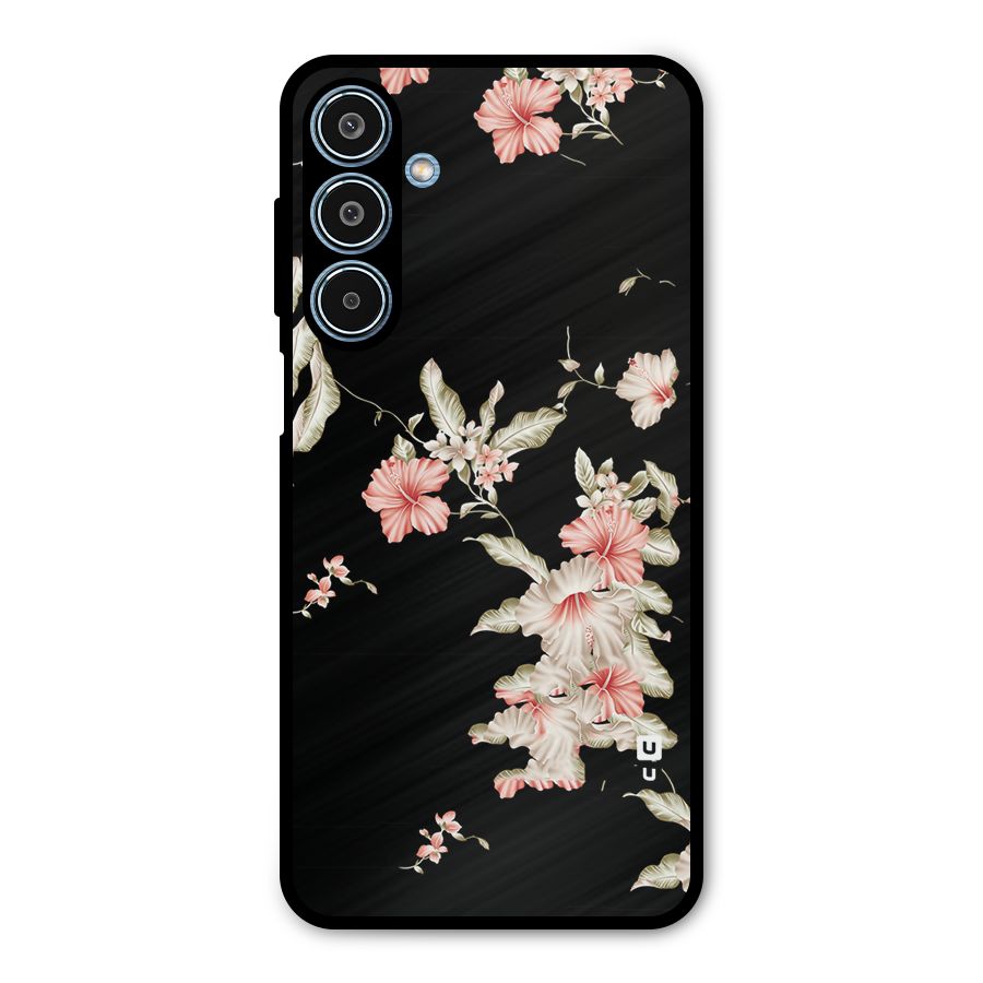 Black Floral Metal Back Case for Galaxy M35