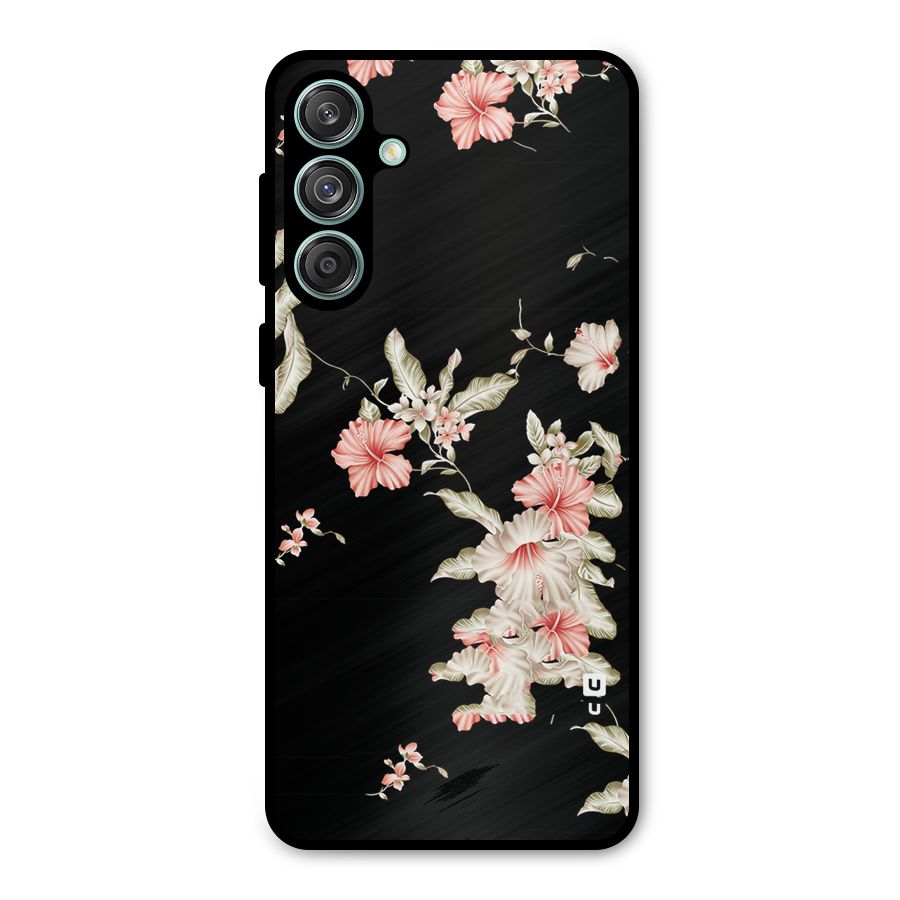 Black Floral Metal Back Case for Galaxy M55 5G