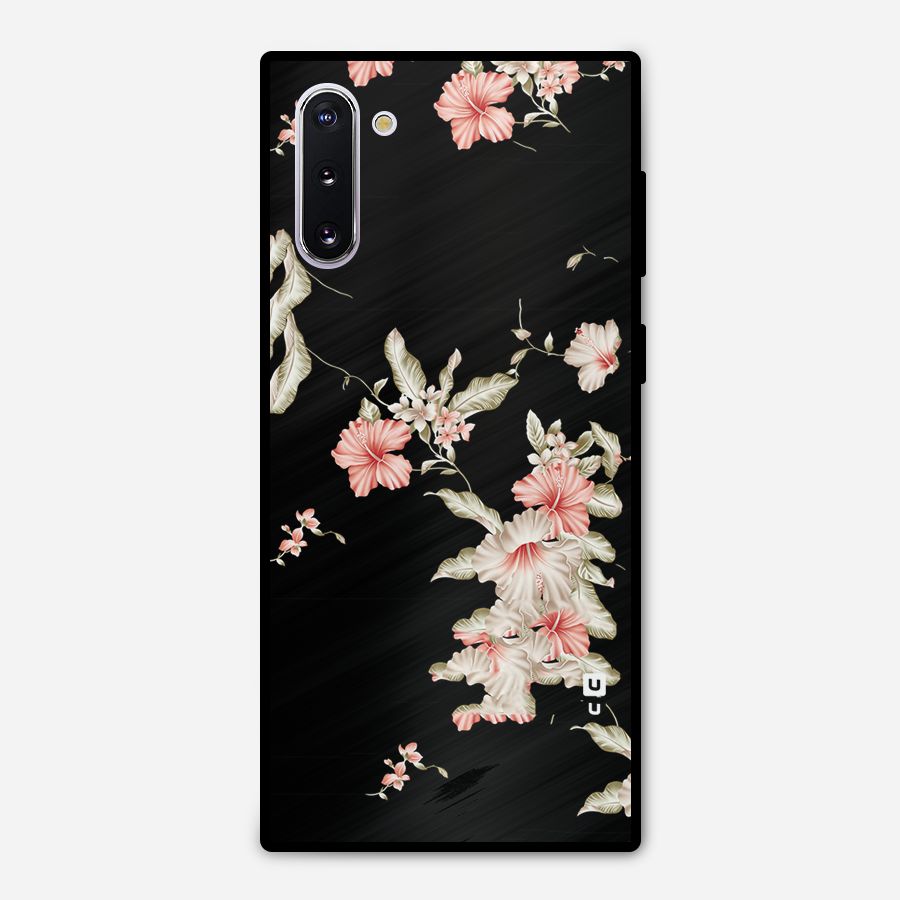 Black Floral Metal Back Case for Galaxy Note 10