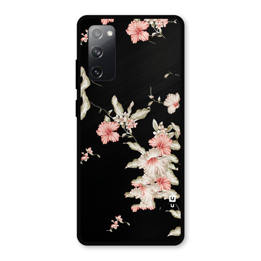 Black Floral Metal Back Case for Galaxy S20 FE 5G