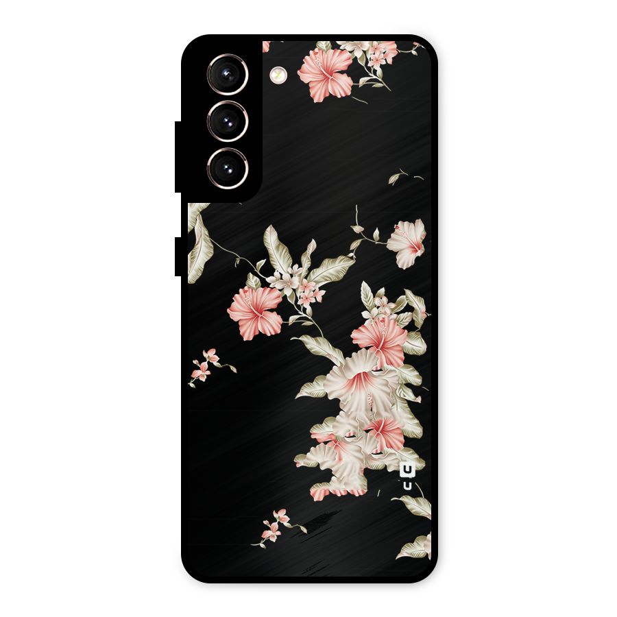 Black Floral Metal Back Case for Galaxy S21 5G