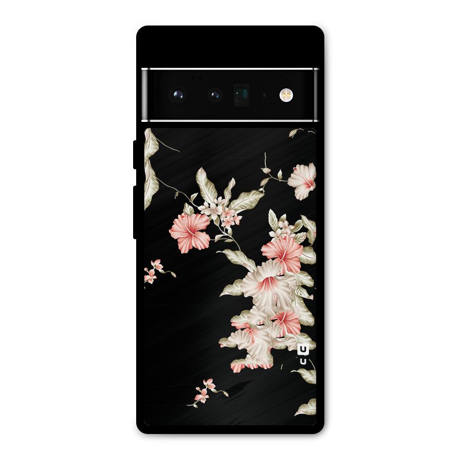 Black Floral Metal Back Case for Google Pixel 6 Pro