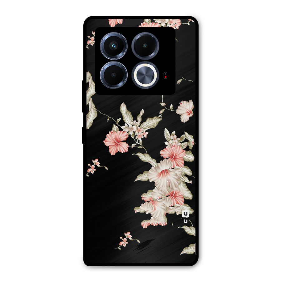 Black Floral Metal Back Case for Infinix Note 40 5G