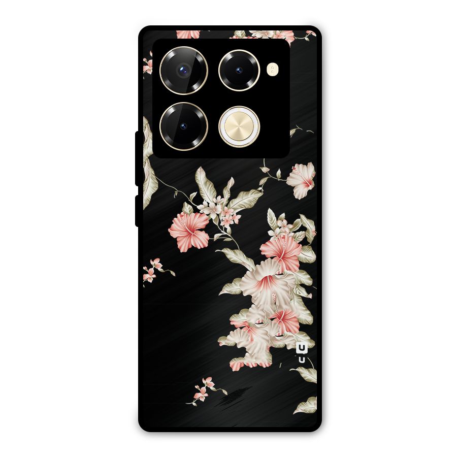 Black Floral Metal Back Case for Infinix Note 40 Pro Plus