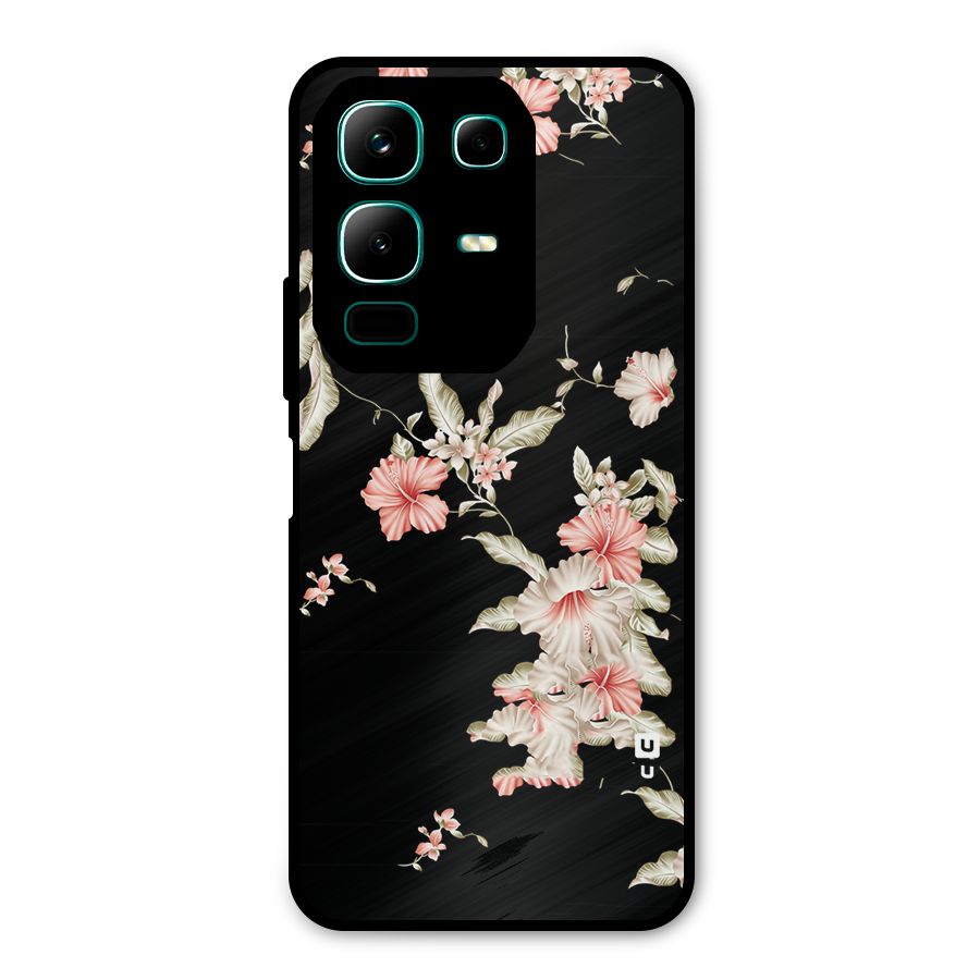 Black Floral Metal Back Case for Infinix Note 50x