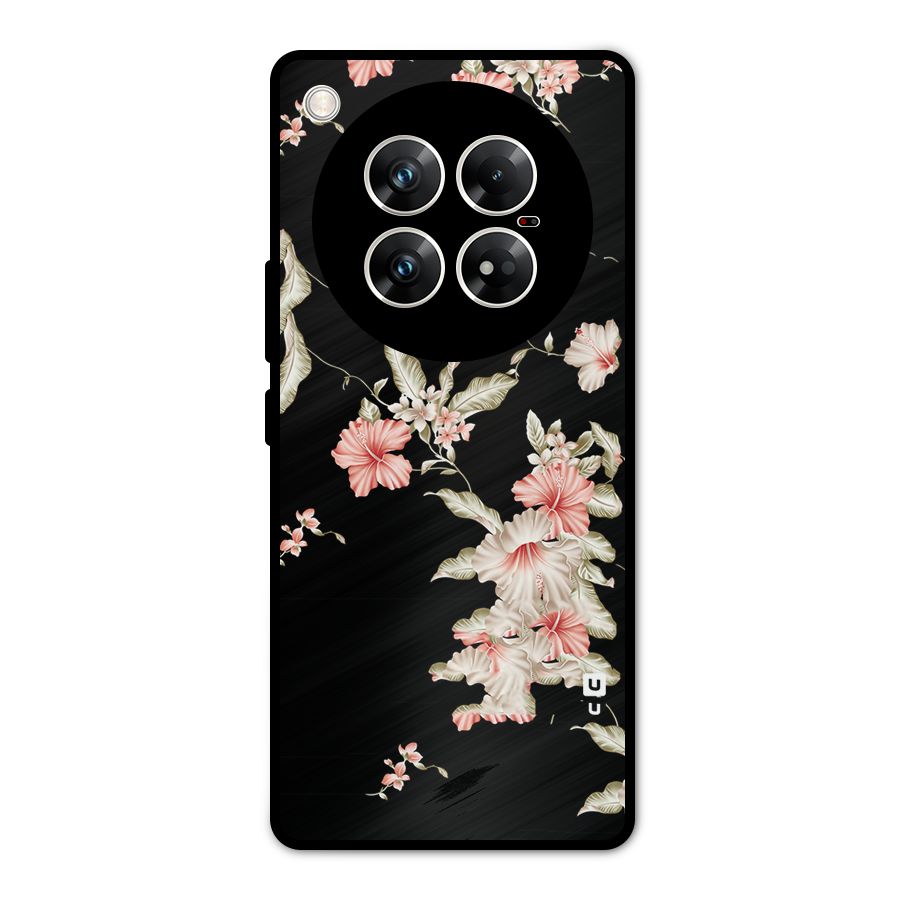 Black Floral Metal Back Case for Infinix Zero 40 5G