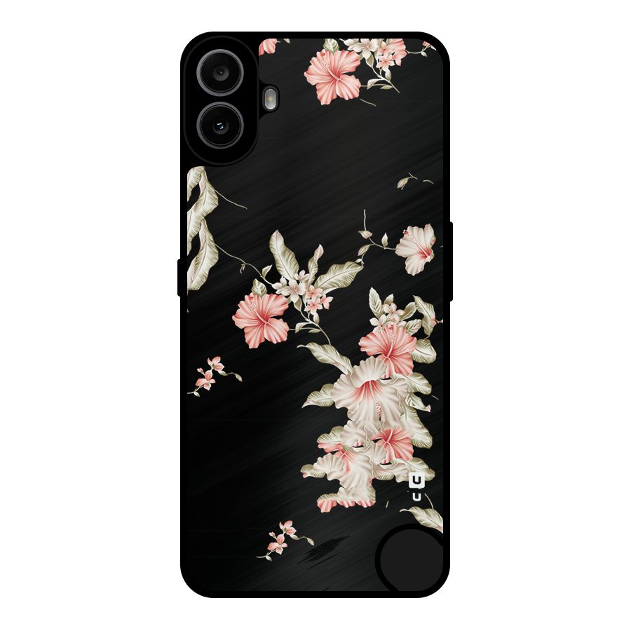 Black Floral Metal Back Case for Nothing CMF Phone 1