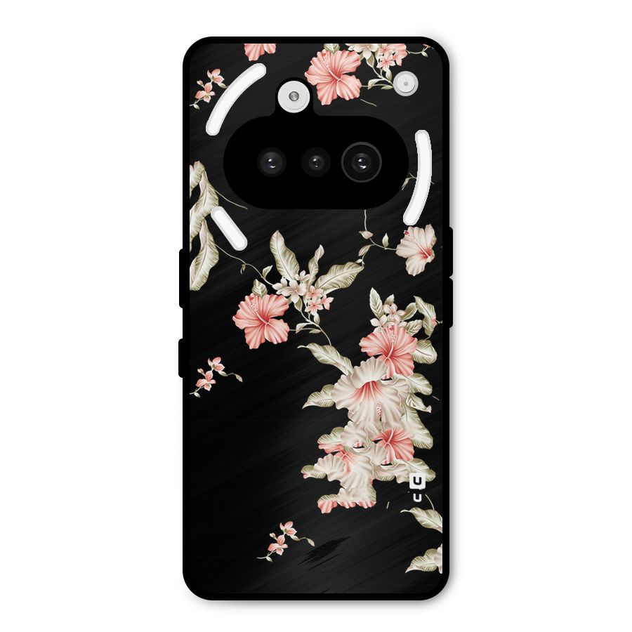Black Floral Metal Back Case for Nothing Phone 3a