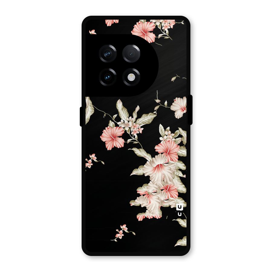 Black Floral Metal Back Case for OnePlus 11R