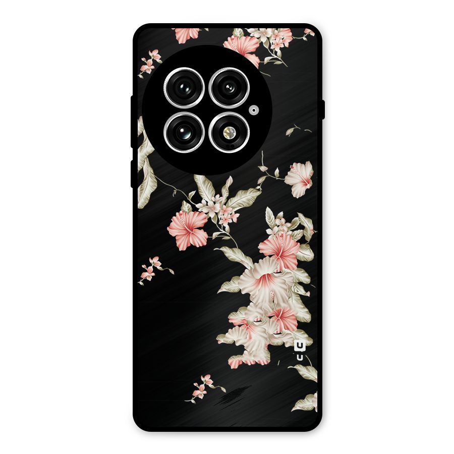 Black Floral Metal Back Case for OnePlus 13