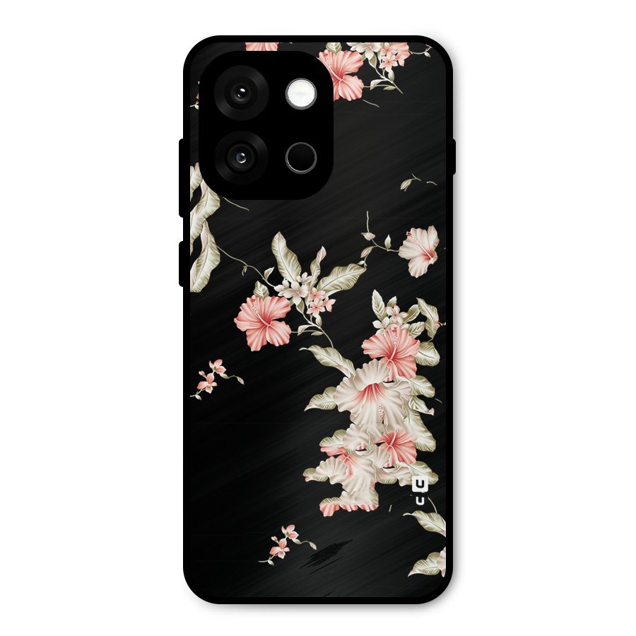 Black Floral Metal Back Case for OnePlus 13s