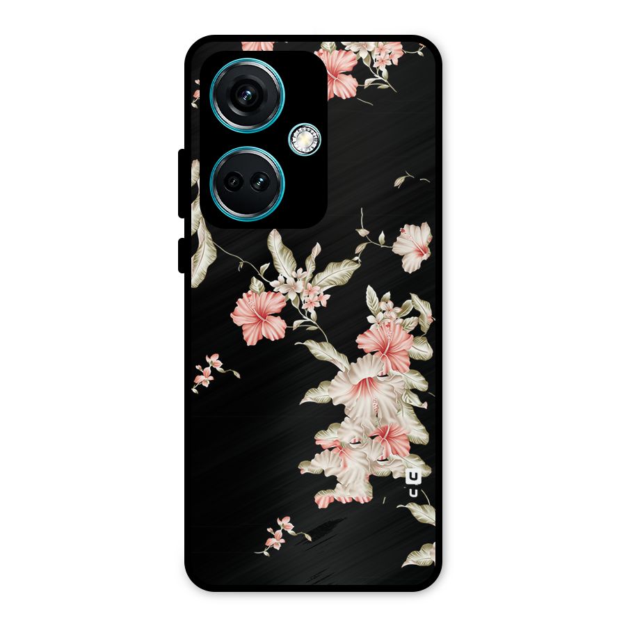 Black Floral Metal Back Case for OnePlus Nord CE 3 5G