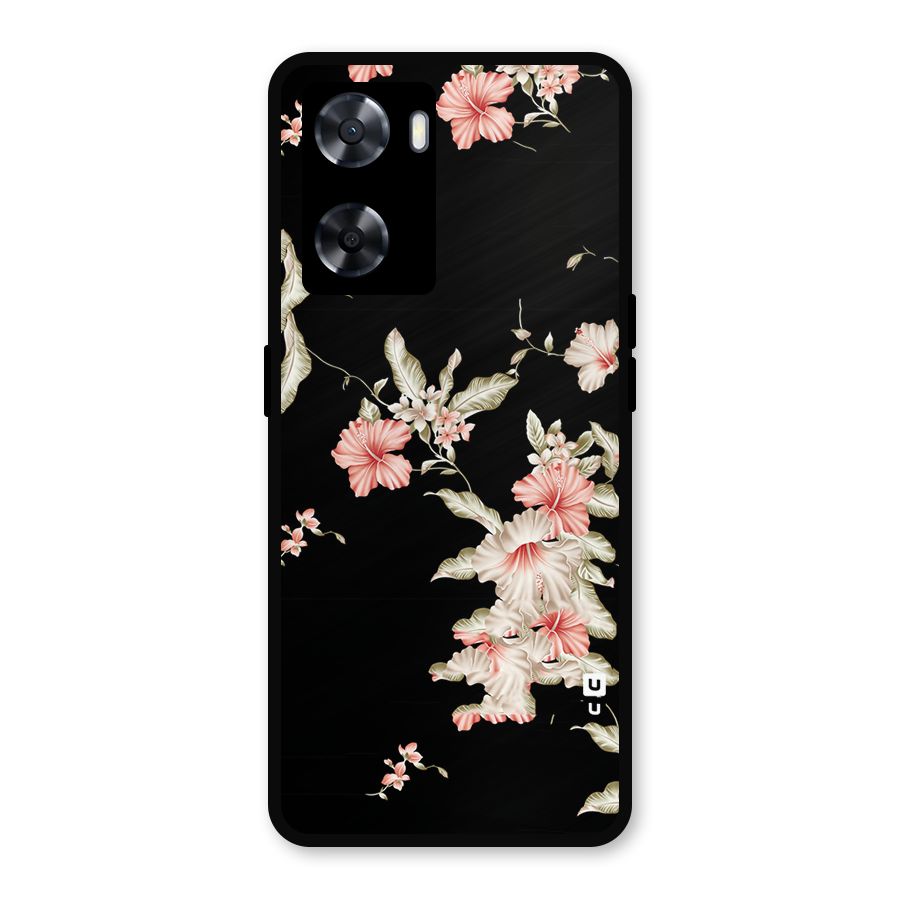 Black Floral Metal Back Case for Oppo A77s