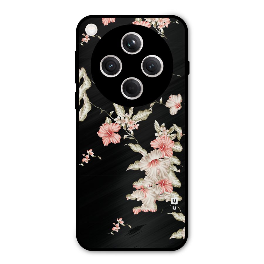 Black Floral Metal Back Case for Oppo Find X8