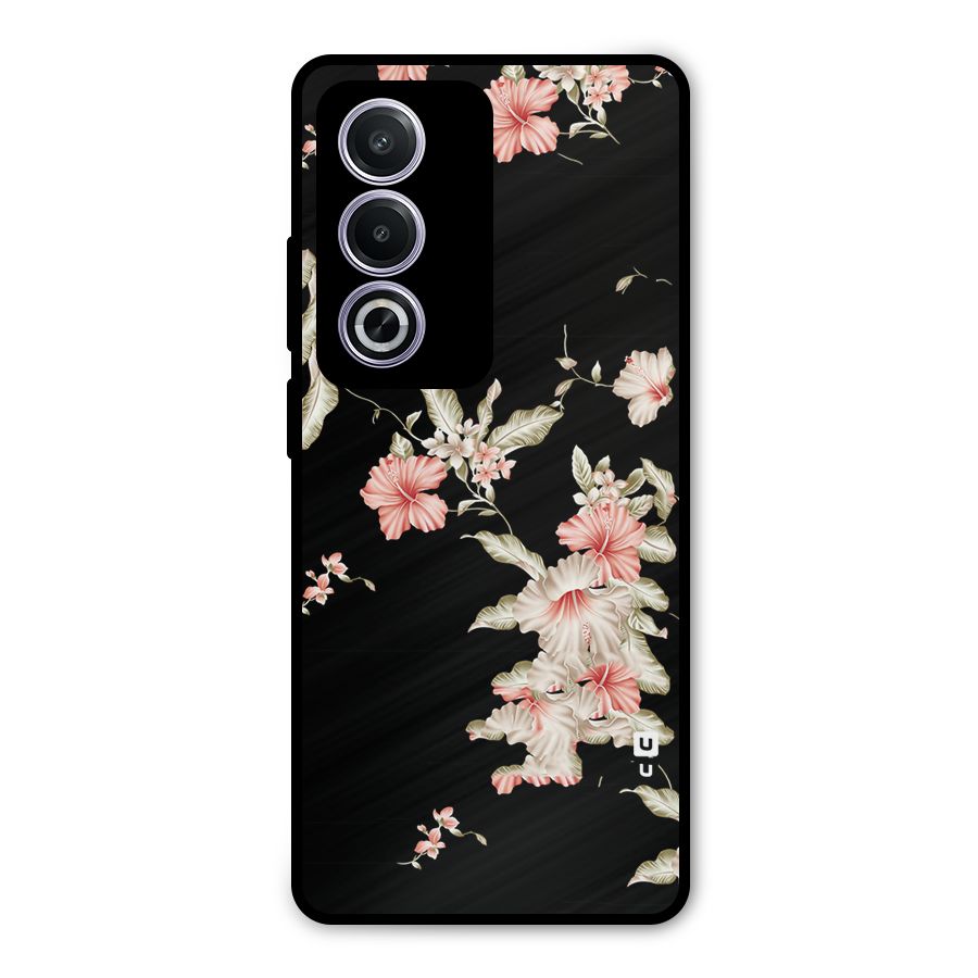 Black Floral Metal Back Case for Oppo K12x