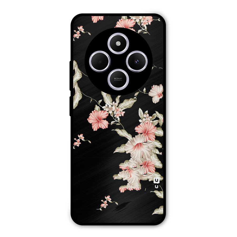 Black Floral Metal Back Case for Poco C75 5G