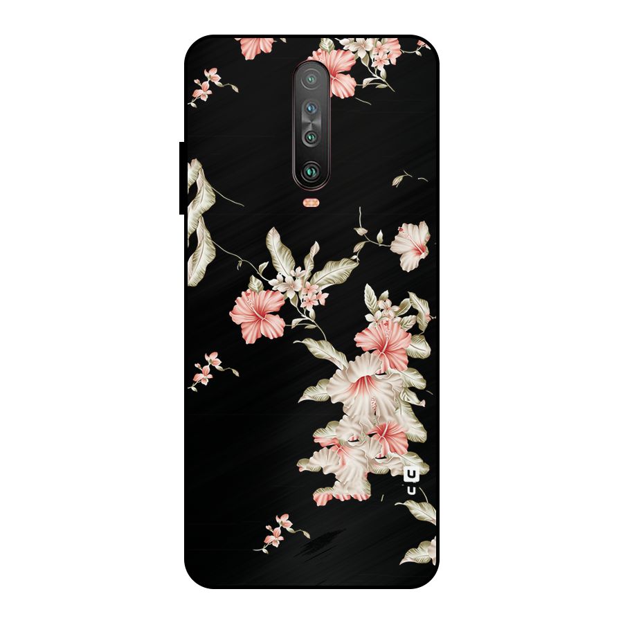 Black Floral Metal Back Case for Poco X2