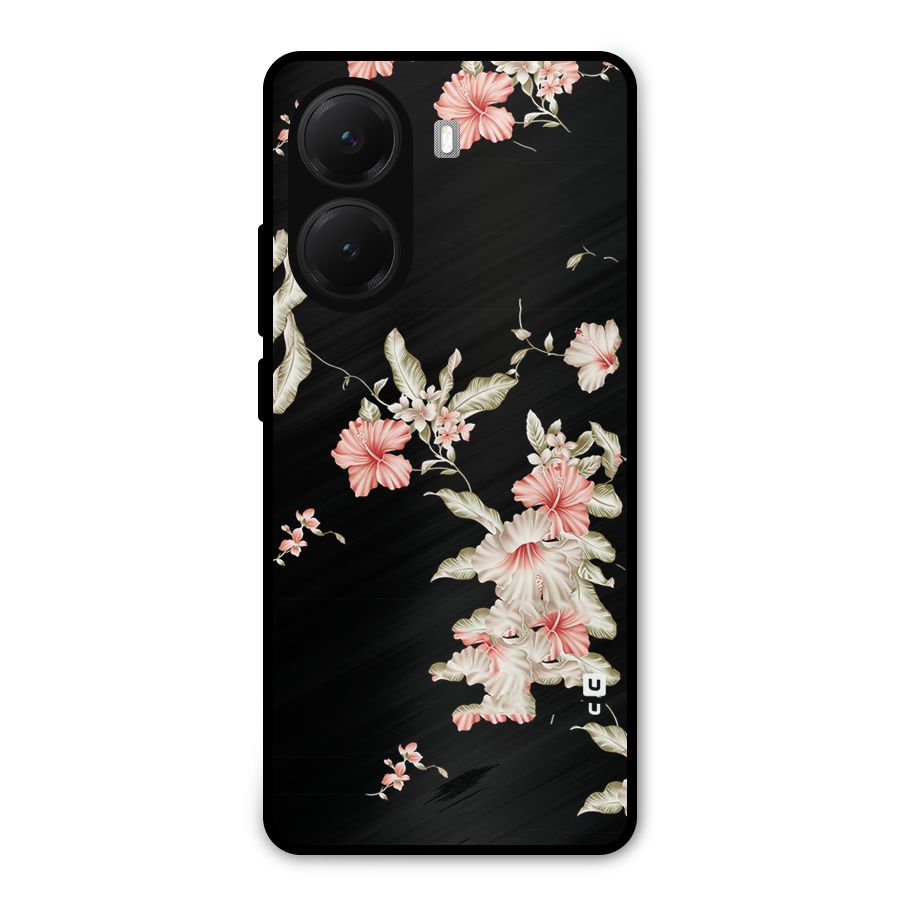 Black Floral Metal Back Case for Poco X7 Pro