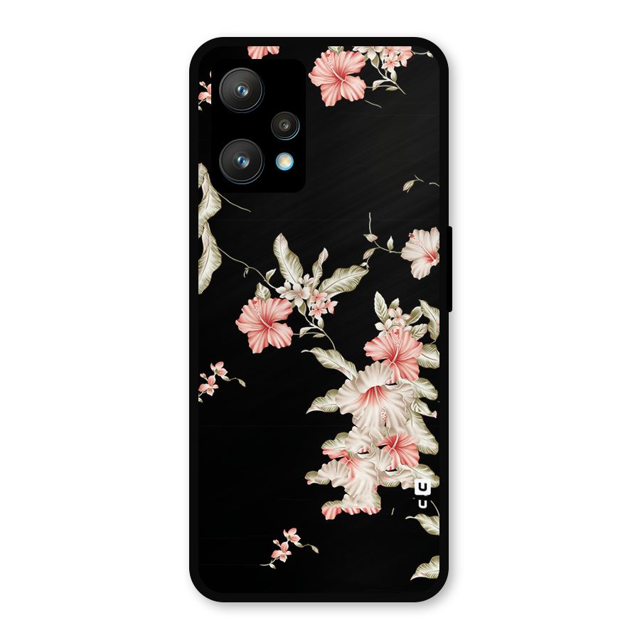 Black Floral Metal Back Case for Realme 9 Pro Plus 5G
